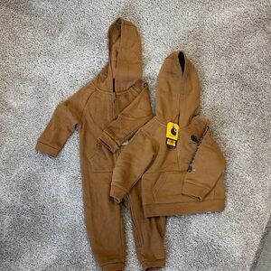 Carhartt Baby Outfit Bundle – Size 12M – Hoodie + Coverall (Brown Duck)